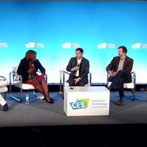 Panel shown on the CES floor discussing insights into the industry.