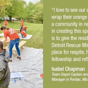 Home Depot team members working on deck.