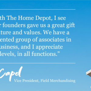 Photo of Home Depot store with flag.