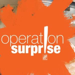 Operation Surprise Logo; Helmeted worker with hammer and nails.