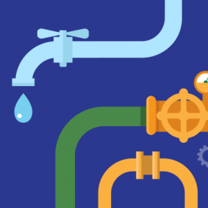 March 14-20, 2022 versensa / Fix a Leak Week. Watersense logo: Meets EPA criteria. Illustration of plumbing with a leak.