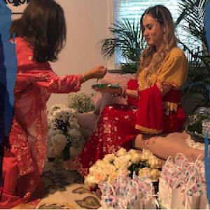 Photo collage of Adieda with her daughter and mother.