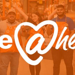 Orange@Heart logo. Orange background with Home Depot associates shown.