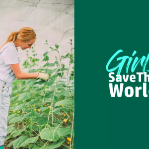 girl looking at plants