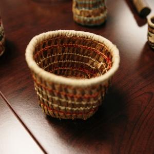 Cathy’s woven cedar bark baskets
