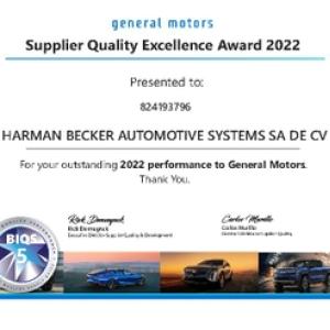 General Motors Supplier Excellence Award: HARMAN Becker.