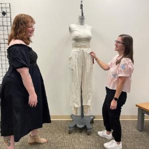 Meghan Moratz (right) working on a CALIA design with Technical Design Manager, Brittney Lauritzen (left)