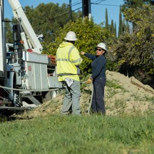 Vasquez works on an electrical cable undergrounding project in Loma Linda.