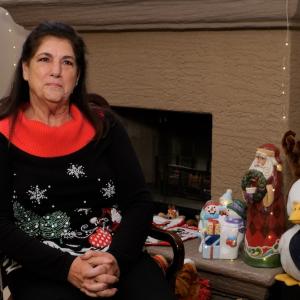 Julie Goodhue shown with her Aflac Holiday Ducks.