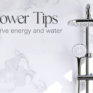 5 Shower Tips to conserve energy and water. Shower shown in photo.