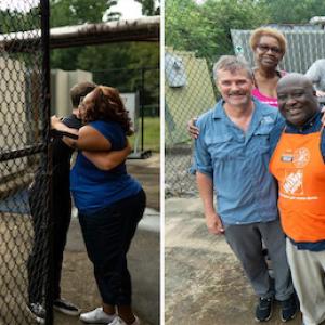 Home Depot volunteers with the finished water manifold.