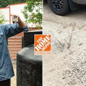 Home Depot volunteers installing the fresh water supply.