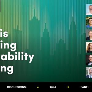"How AI is Disrupting Sustainability Reporting" with headshots of speakers