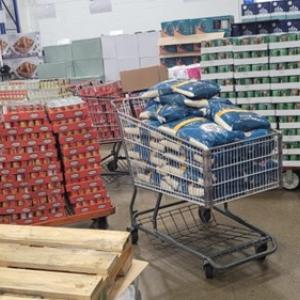 Food supplies being prepared for Hurricane Melissa relief.
