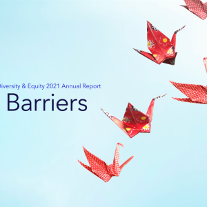 "Zero Barriers" with Medtronic logo and red paper cranes
