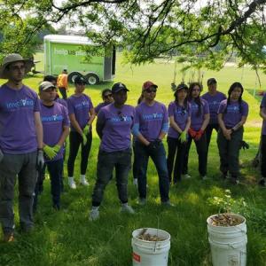 Group of Toronto volunteers standing outside on the grass
