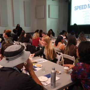 Students had the chance to participate in speed mentoring sessions with professionals from departments such as merchandise, partner activations, sales, and production.