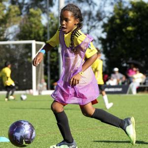 Participants did drills with the guidance of LA Galaxy Youth Soccer coaches.