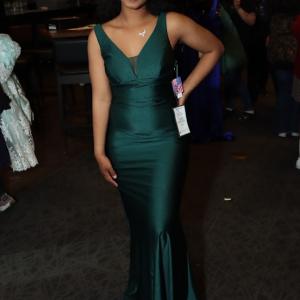 a woman posing in a prom dress