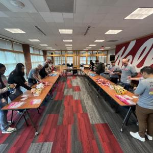 WK employees packing snacks