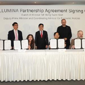 Photo: Deputy Prime Minister and Coordinating Minister for Economic Policies Heng Swee Keat as Guest-of-Honour, gracing the PRECISE-ILLUMINA Partnership Agreement Ceremony, on 26 May at Illumina’s Woodlands Laboratory.