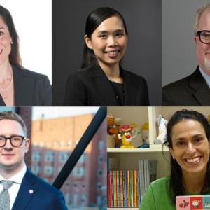 Clockwise, from top left: Jody Hoyos (Prevent Cancer Foundation), Dr. Eileen Poon Yi Ling (National Cancer Centre Singapore), Professor Owen Smith CBE (University College Dublin), Simone Lehwess Mozzilli (Instituto Beaba), and Felix Haglund de Flon (Karolinska Institutet).