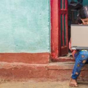 Girl using laptop