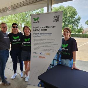 Inclusion and Diversity at Wesco. Team members shown wearing Wesco t-shirts.