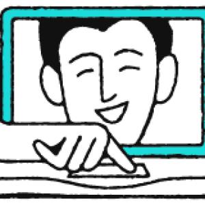 Hand touching a keyboard.