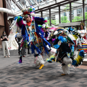 People dancing in colorful clothing
