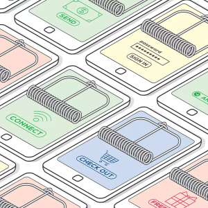 illustration of smartphones as mouse traps