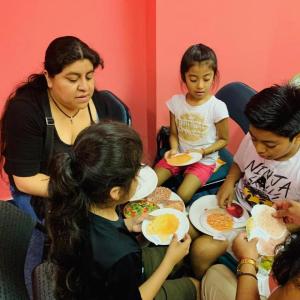 Family eating food together