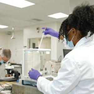 Two people at work in a lab