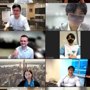 Blackstone volunteers on a video call with mentees at Institute of Technical Education