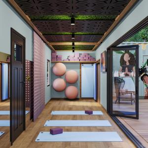 Room with yoga mats on the floor