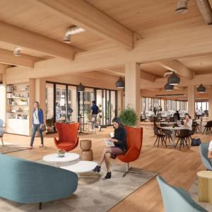 Interior artist’s rendering of 609 Ponce office loft