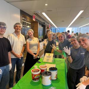 volunteers making food