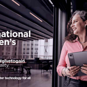 "International Women's Day We can all #givetogain gender equality."