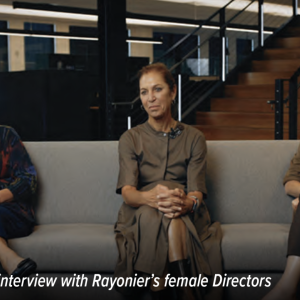 Three Rayonier female directors sat on a couch