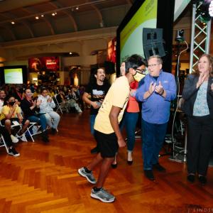 Ohio eighth grader Tarun Batchu accepts his award