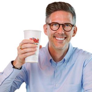 Jack Hinchliffe holding a cup