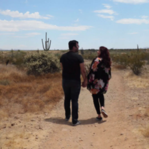 Jacob Rodriguez in the desert with his wife.