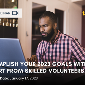 Person at laptop with text overlay promoting Jan 17 webinar for nonprofits