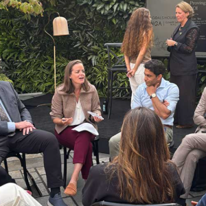 Circularity Leader Jenelle Shapiro leads a breakout group at Unlocking Sustainability ROI at Goals House.