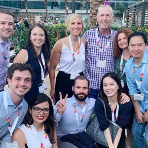 Jim Fitterling and a group of others posed outside.