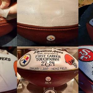 Joe Beland painted footballs.