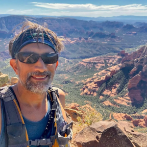Jonathan on a hike in the mountains.