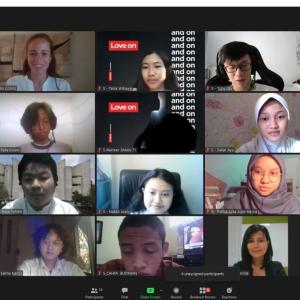 Employees around the world mentored students through an innovation challenge through a project partnership with Junior Achievement Worldwide. Shown here: Lenovo employees in a live ideation session with Junior Achievement program participants in Indonesia.