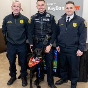 Hamden Police Officers shown with K-9 Jet.
