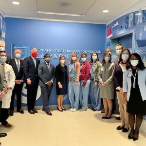 Representatives from KeyBank, First Niagara and John R. Oishei Children's Hospital group photo.
